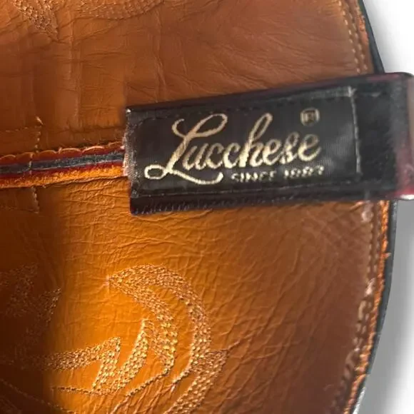 Lucchese Women’s Ostrich Cowboy Boots Size 7 Burgundy Western Leather Exotic - Picture 10 of 12